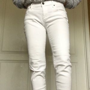 White stretch denim pants